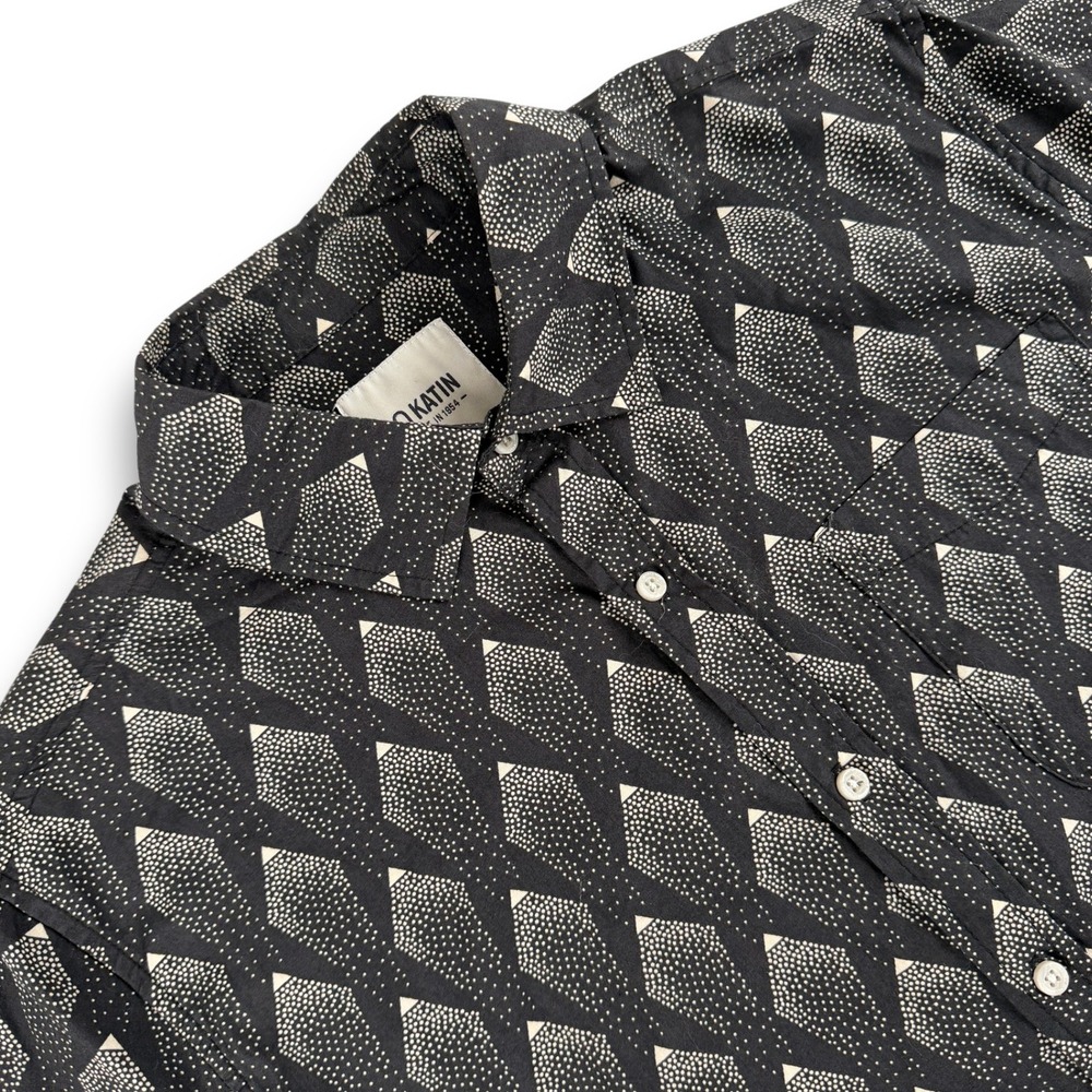 Katin Shirt Mens M Black AOP Geometric Dot Print Button Down Short Sleeve Pocket